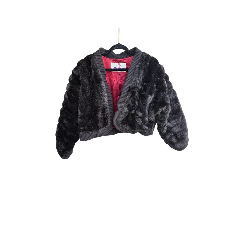 Vintage Dark Brown Faux Fur Cropped Jacket by Monterey